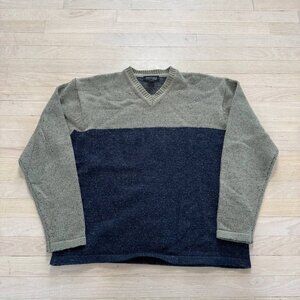 90s Vintage Britches Classic Sport V-Neck Sweater Mens L Navy Wool Blend Korea